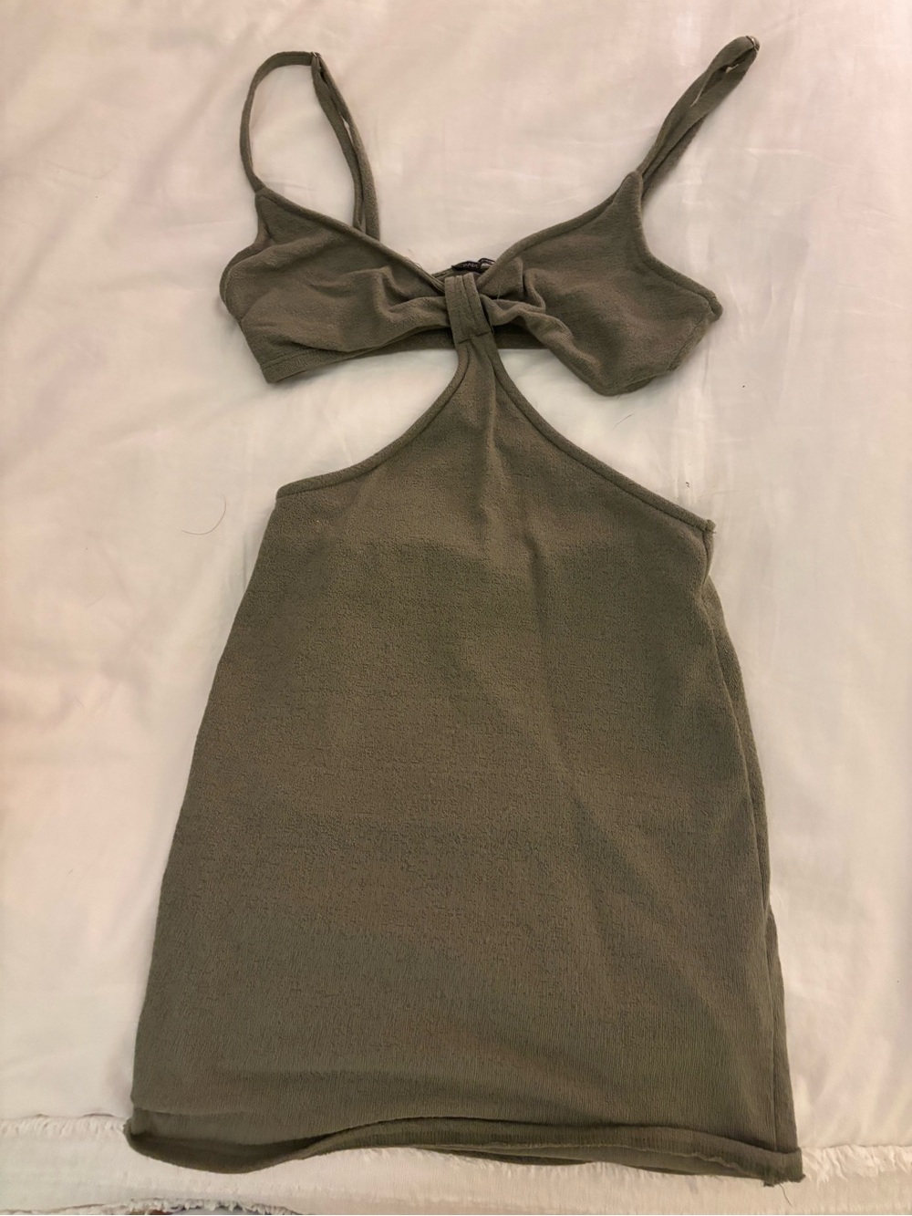 Papermoon Olive Cutout Tie-Front Mini Dress